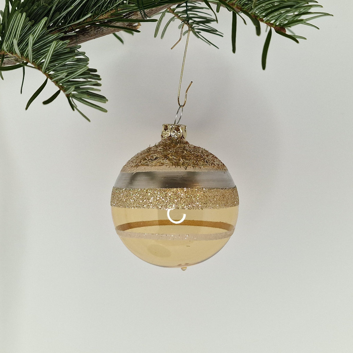 6cm, dekorerad transparent guld - Julstämning.se