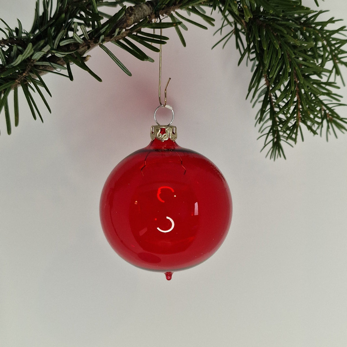 6cm enfärgad transparent klarröd - Julstämning.se