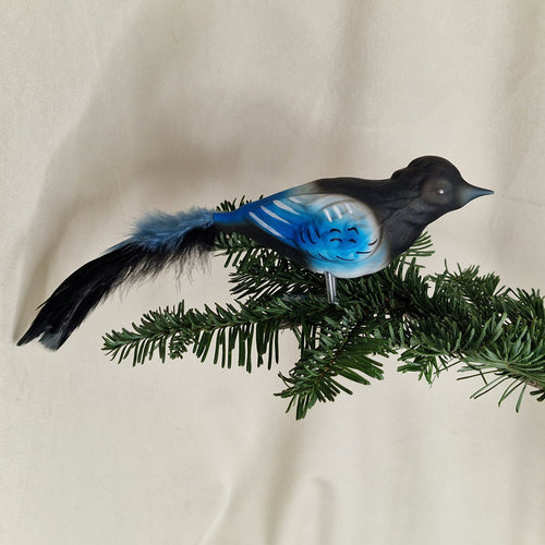 10cm skata i svart och blått - Julstämning.se