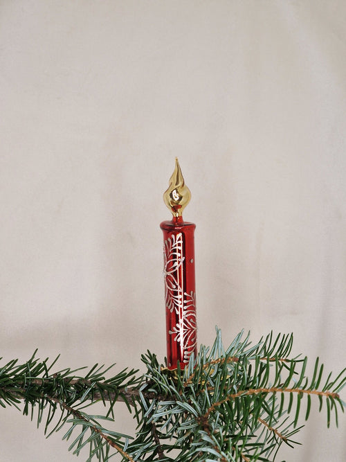 12cm klarrrött julgransljus - Julstämning.se
