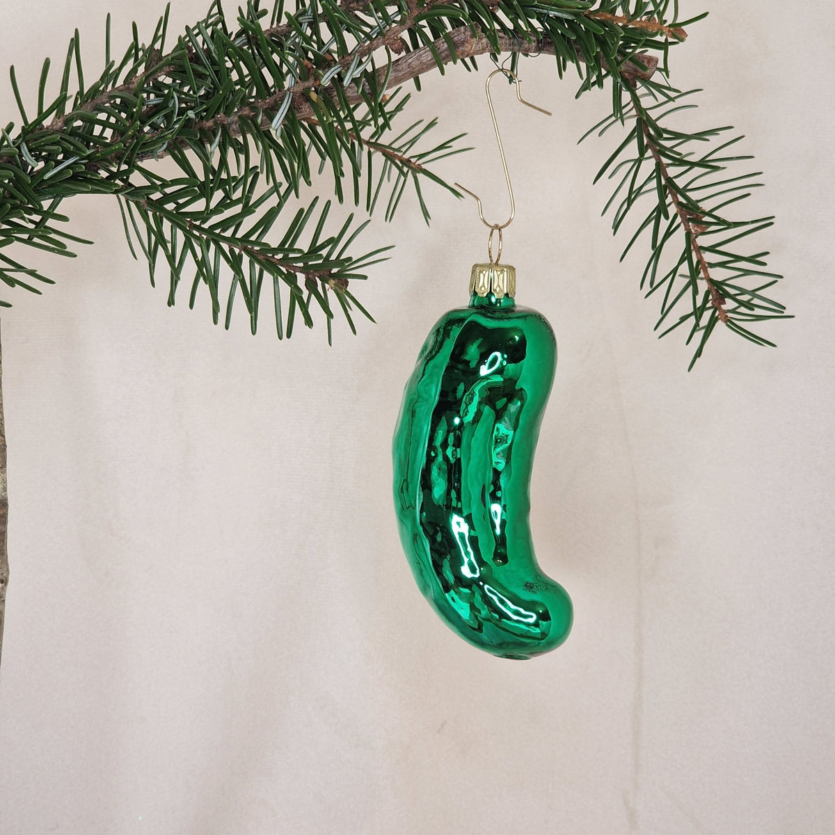8cm glansig mörkgrön gurka - Julstämning.se