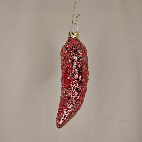 11cm dekorerad röd kotte med glitter - Julstämning.se
