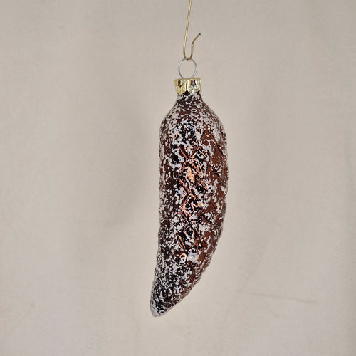 11cm dekorerad brun kotte med glitter - Julstämning.se