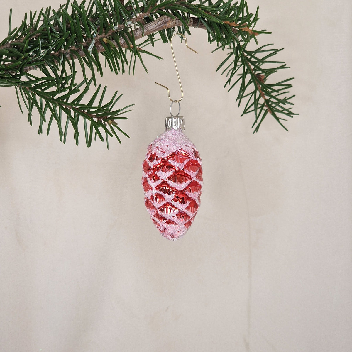 5cm klarröd kotte med glitter - Julstämning.se