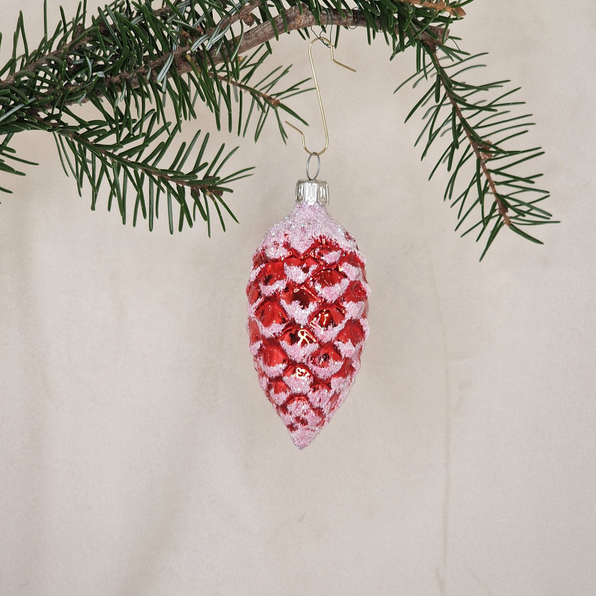 6cm klarröd kotte med glitter - Julstämning.se