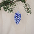 5cm koboltblå kotte med vitt glitter - Julstämning.se