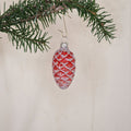 5cm röd transparent kotte med silverglitter - Julstämning.se