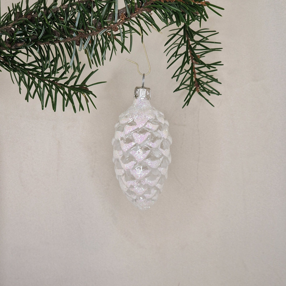 7cm klar kotte med vitt glitter - Julstämning.se