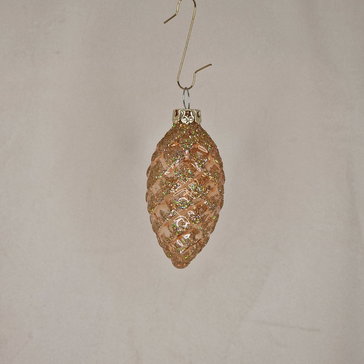 6cm dekorerad transparent laxrosa med glitter - Julstämning.se