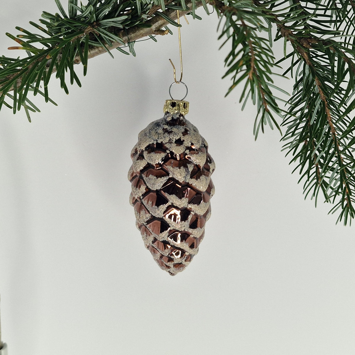 8cm dekorerad glansing brun med glitter - Julstämning.se