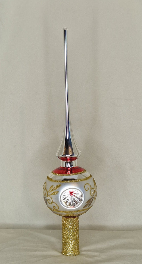27cm spira i silver klarrött och tre reflektorer - Julstämning.se