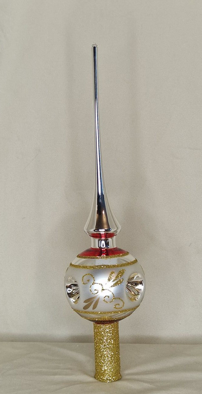 27cm spira i silver klarrött och tre reflektorer - Julstämning.se