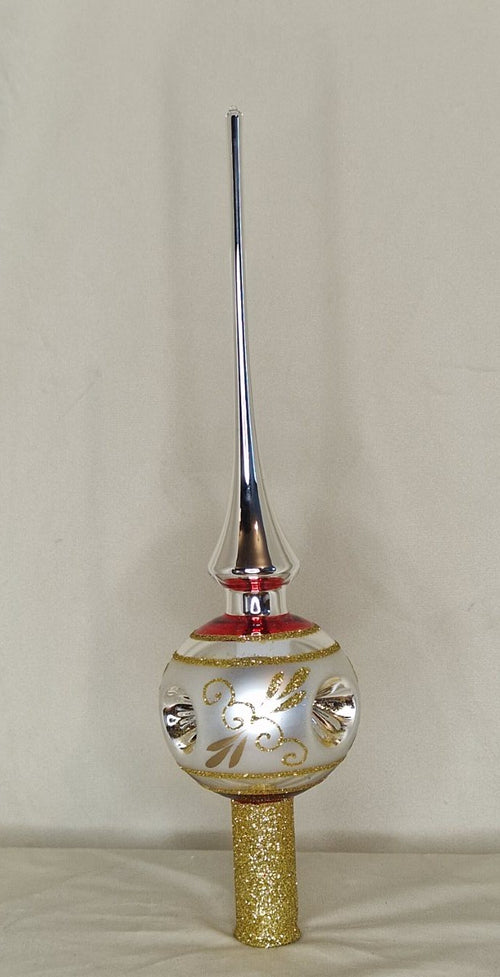 27cm spira i silver klarrött och tre reflektorer - Julstämning.se